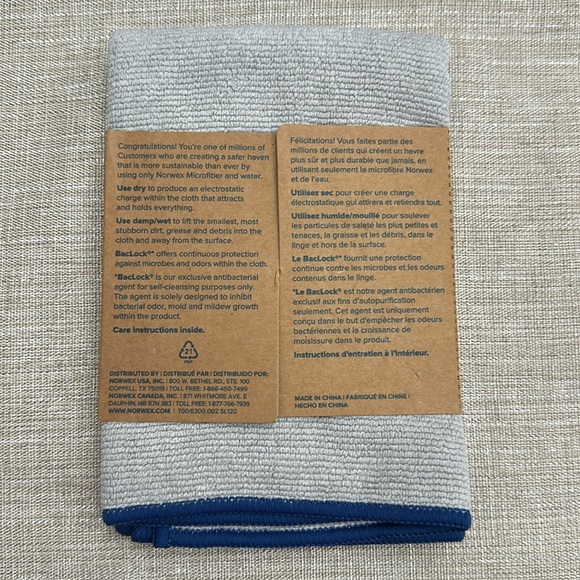 Norwex EnviroCloth - Gray with Blue Trim - Picture 2 of 2